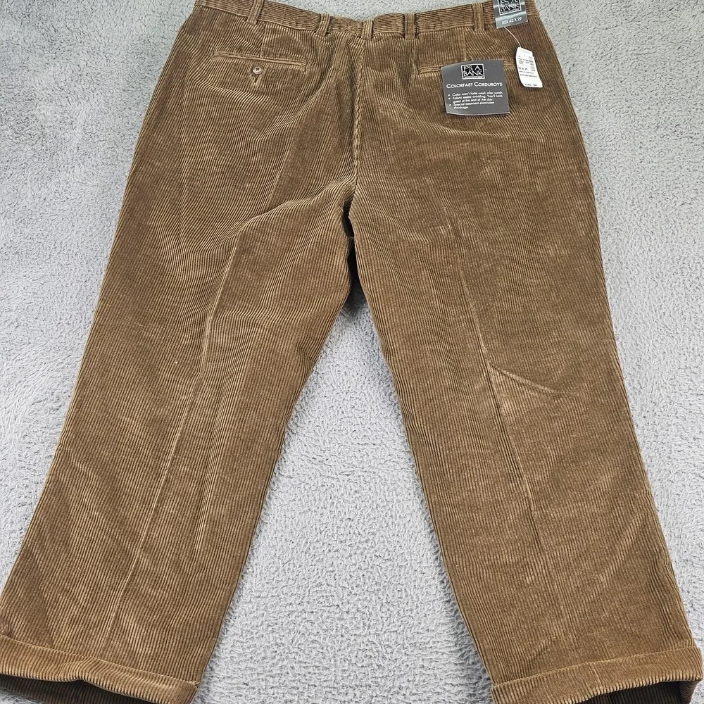 Jos. A. Bank Dress Pants Mens 42x29‎ Brown Colorfast Corduroys Pleated Cuffed